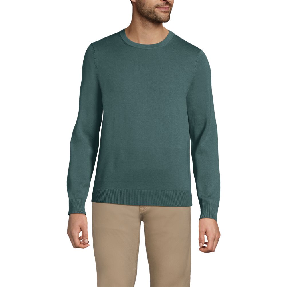 Men's Fine Gauge Cotton Crew Neck Sweater | Lands' End