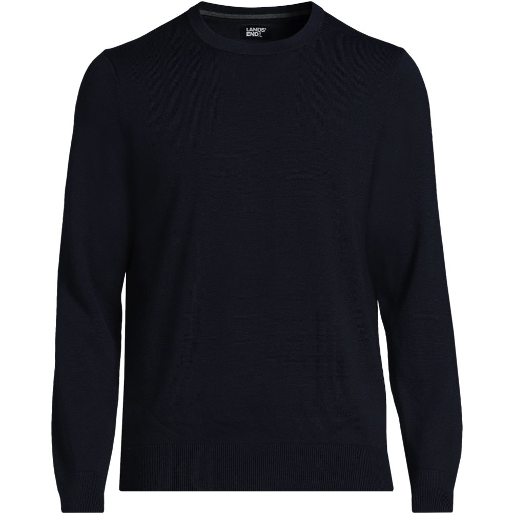 Men s Fine Gauge Cotton Crew Neck Sweater Lands End