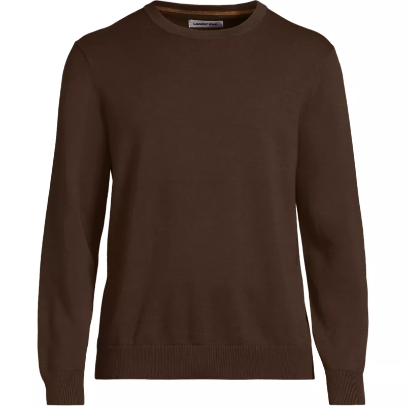Men's Fine Gauge Cotton Crew Neck Sweater, Front