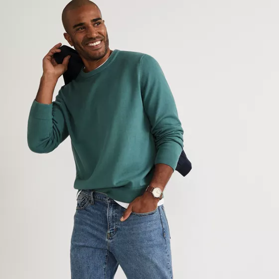 Men's Fine Gauge Cotton Crew Neck Sweater - primary