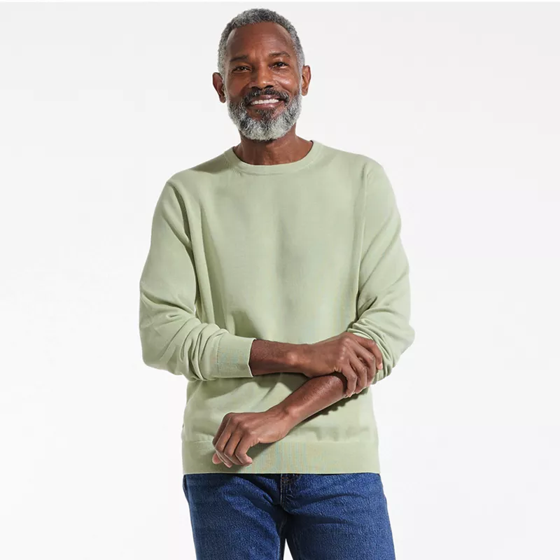 Men's Fine Gauge Cotton Crew Neck Sweater, alternative image