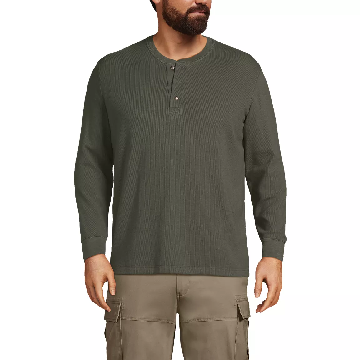 Men's Long Sleeve Thermal Waffle Henley
