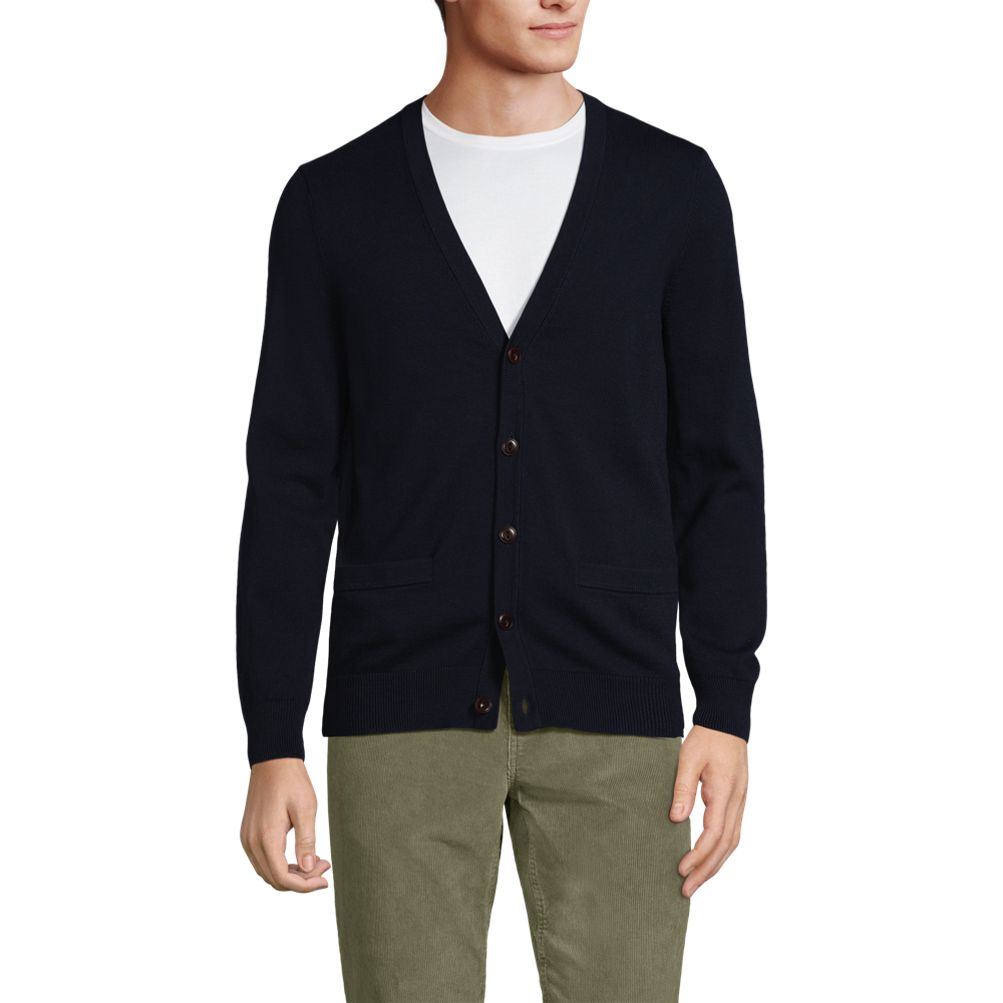 Men s Fine Gauge Cotton Cardigan Lands End