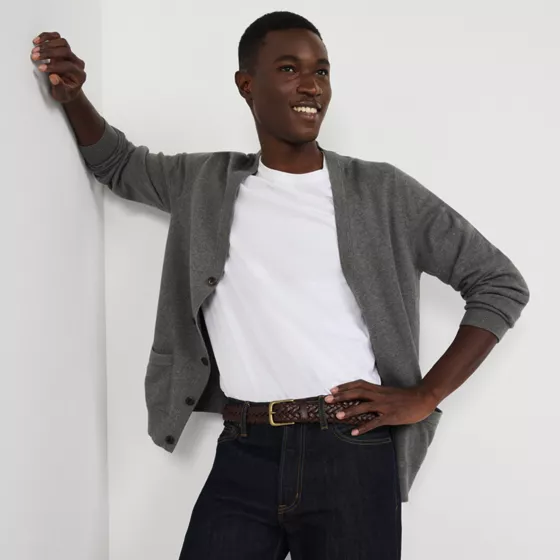 Men's Fine Gauge Cotton Cardigan - primary