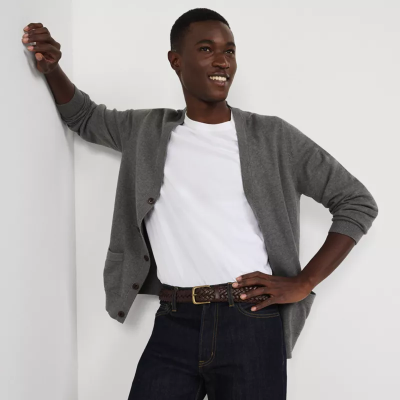 Men's Fine Gauge Cotton Cardigan, alternative image