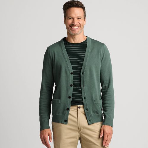 Men's Fine Gauge Cotton Cardigan, Front