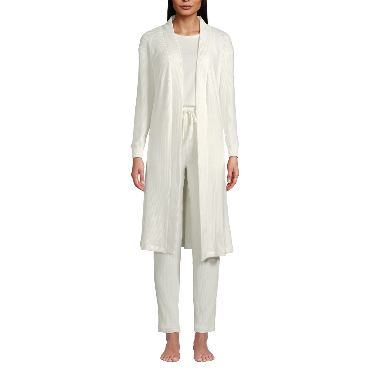 Women's Cozy 3 Piece Pajama Set - Robe Top and Pants