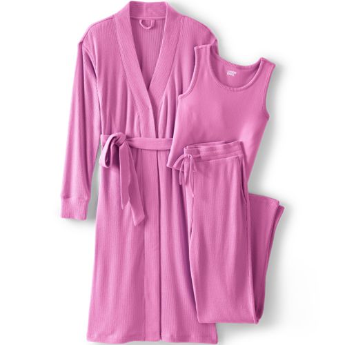 Women's Cozy 3 Piece Pajama Set - Robe Top and Pants, Front