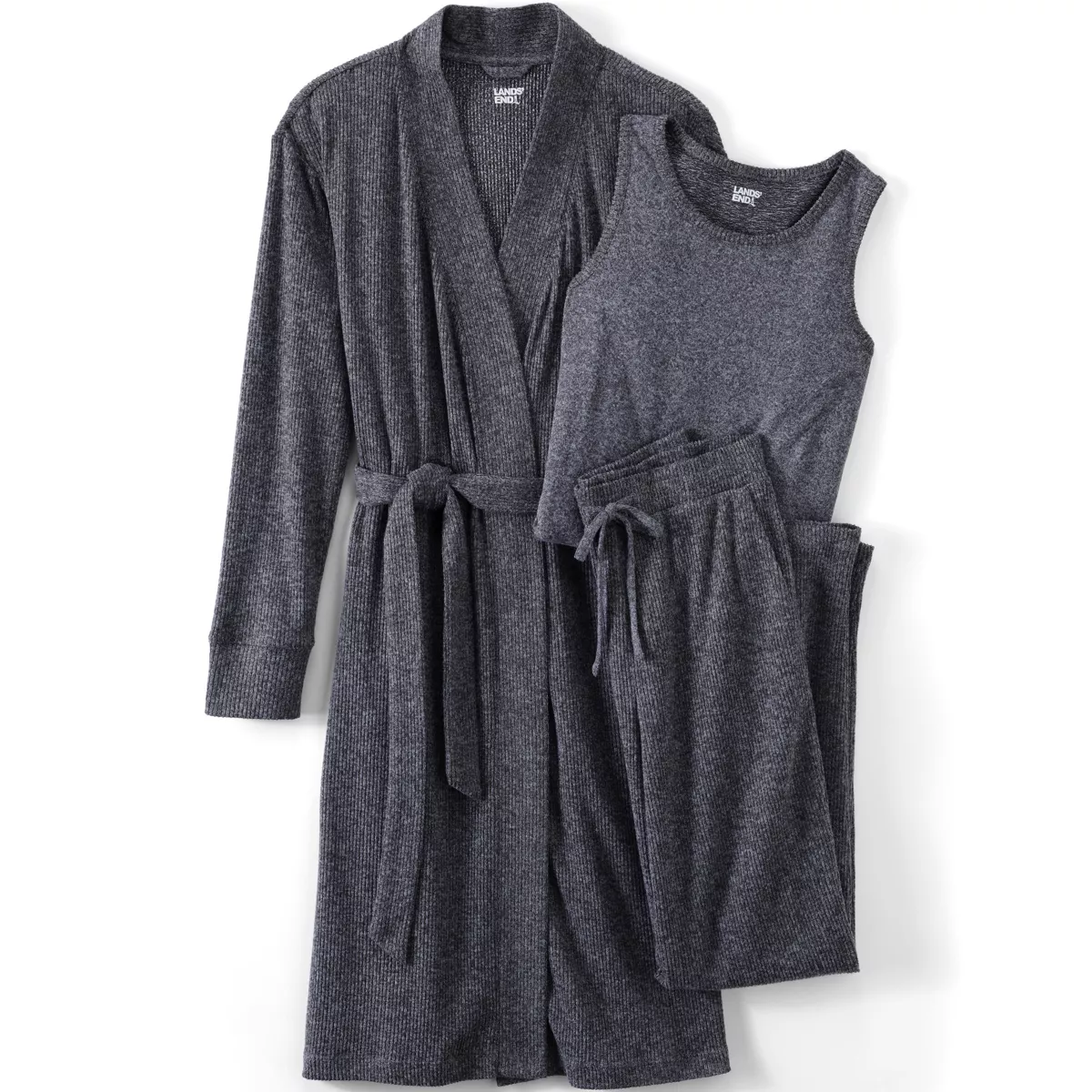Women's Cozy 3 Piece Pajama Set - Robe Top and Pants