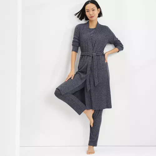Women's Cozy 3 Piece Pajama Set - Robe Top and Pants, alternative image