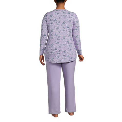 Women's Plus Size Lounge Pajama Set Long Sleeve T-shirt and Slim Leg Pants