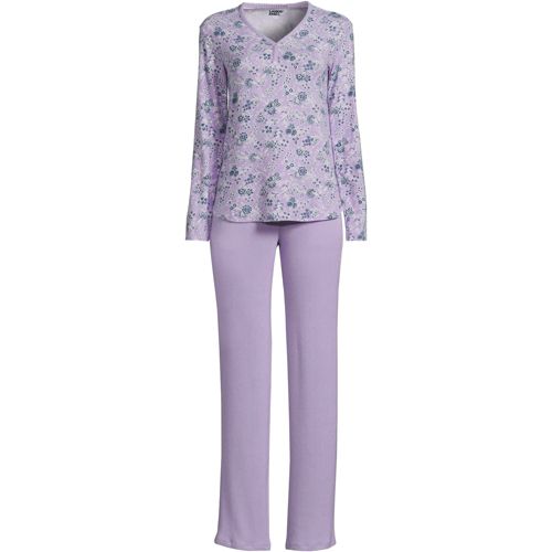 Lands' End Womens Short Sleeve Cotton Poplin Pajama Top Wild Blossom Stripe  Block Regular X-Small at  Women's Clothing store