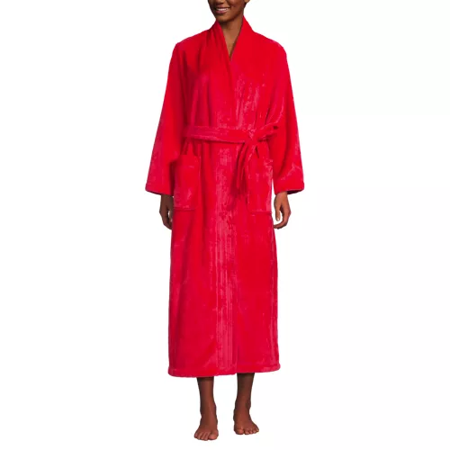 Women's Cozy Plush Long Wrap Robe, Front