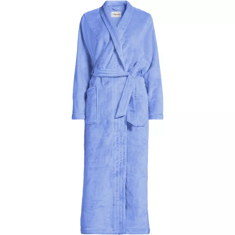 Women's Plus Size Cozy Plush Long Wrap Robe, Front