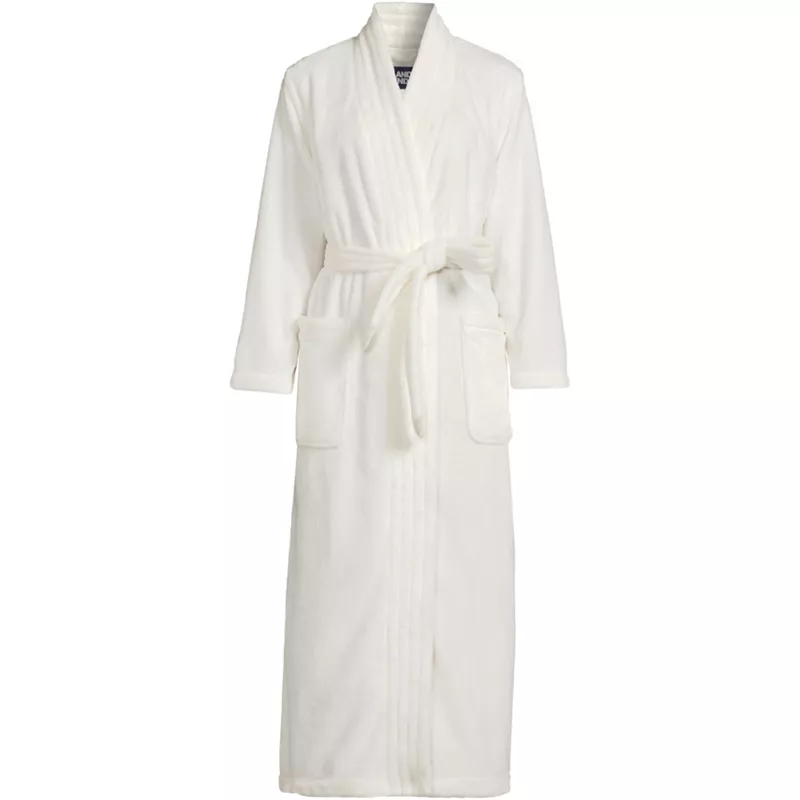 Women's Plus Size Cozy Plush Long Wrap Robe, Front