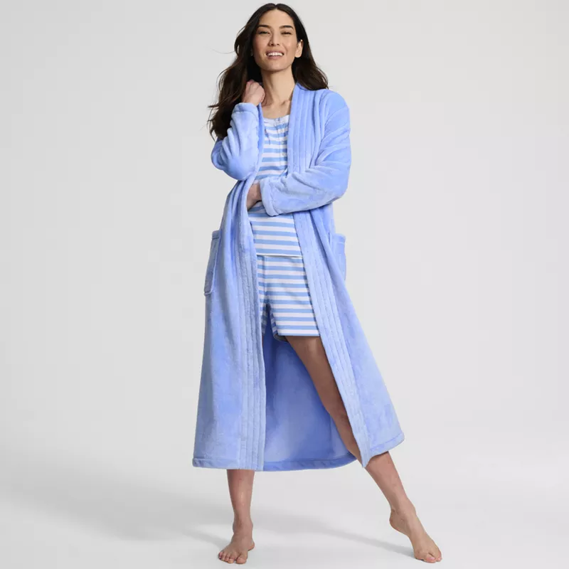 Women's Cozy Plush Long Wrap Robe, alternative image