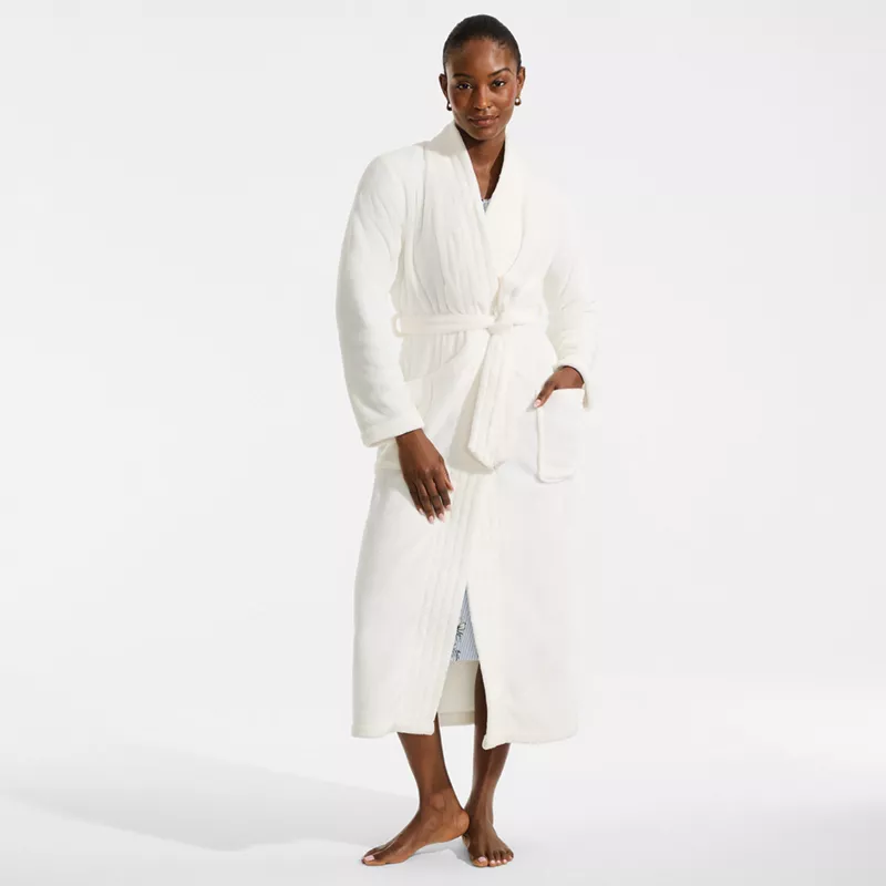 Women's Cozy Plush Long Wrap Robe, alternative image
