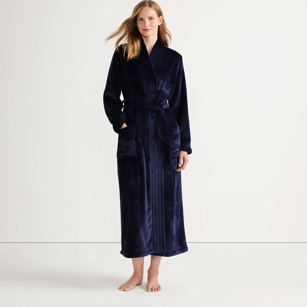 Women s Cozy Plush Long Wrap Robe Lands End