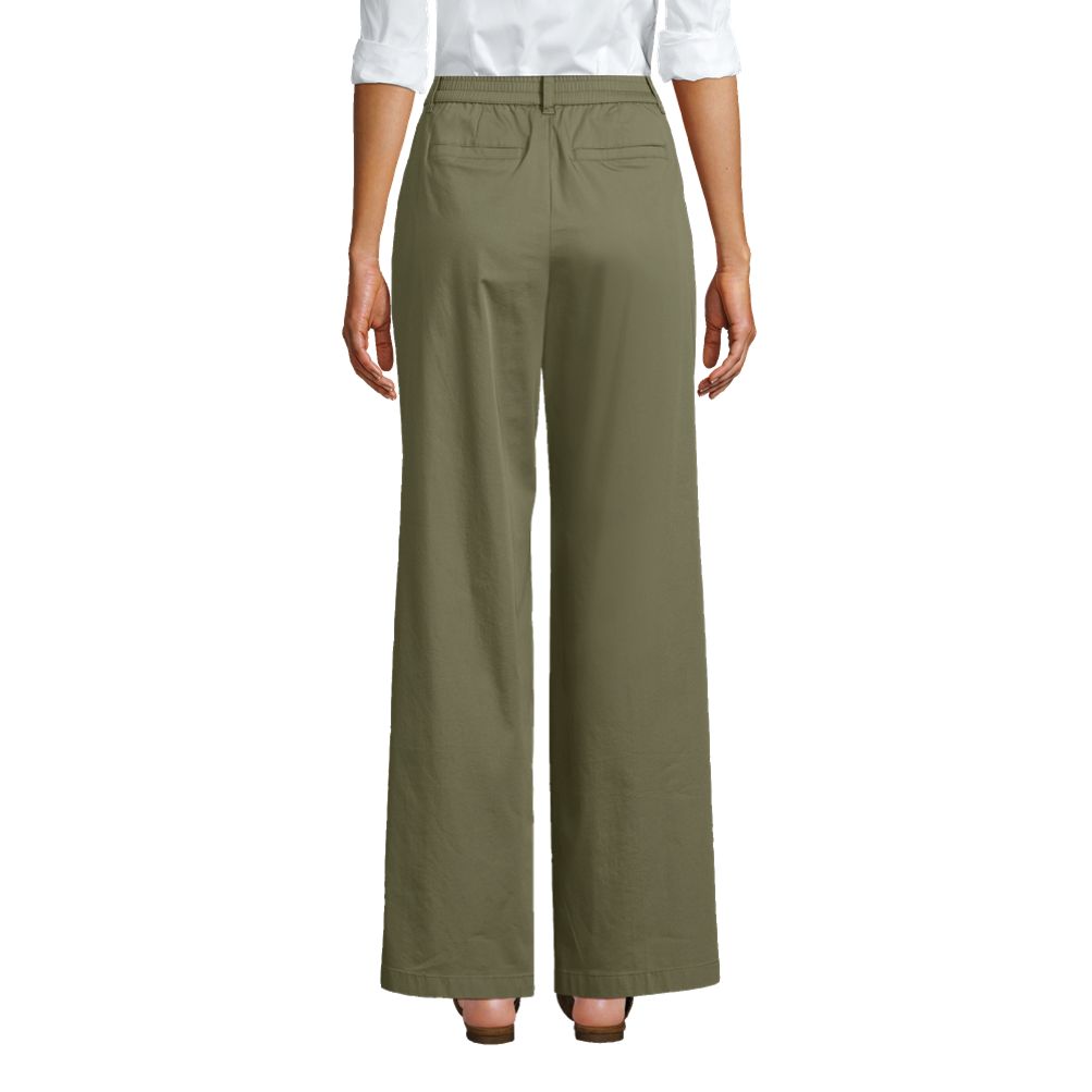 Women's High Rise Crisp Poplin Chino Wide Leg Pants | Lands' End