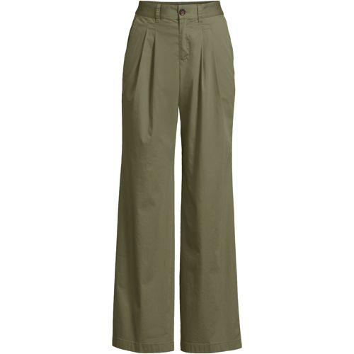 Women's High Rise Crisp Poplin Chino Wide Leg Pants, Front