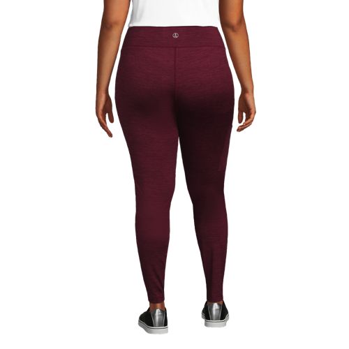 LA7 Burgundy Crossover Leggings for Women with Pockets for Gyming, Cycling,  Yoga, Workout, Large 