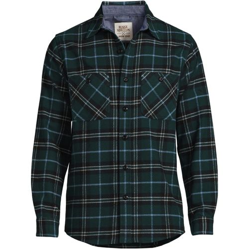 Land's End Men's Flannel Lined Long Sleeve Work Shirt Jacket