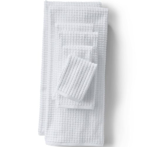 Lands' End Organic Cotton Rib 2-Piece Bath Towel, Hand Towel or