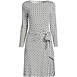 Women's Plus Size Long Sleeve Lightweight Cotton Modal Boatneck Tie Waist Dress, Front