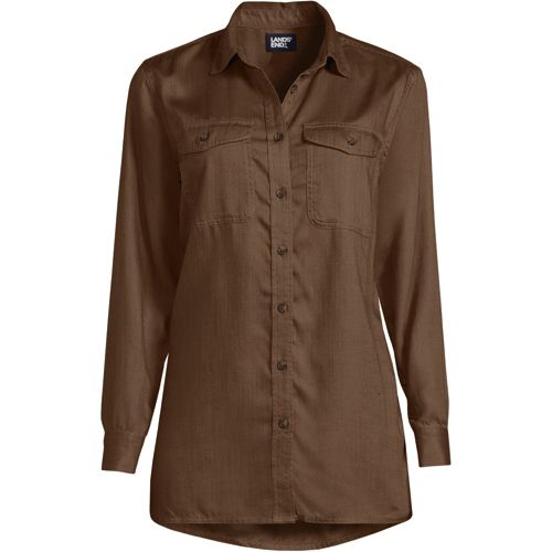 Women's No Iron Long Sleeve Shirt with Lace Trim