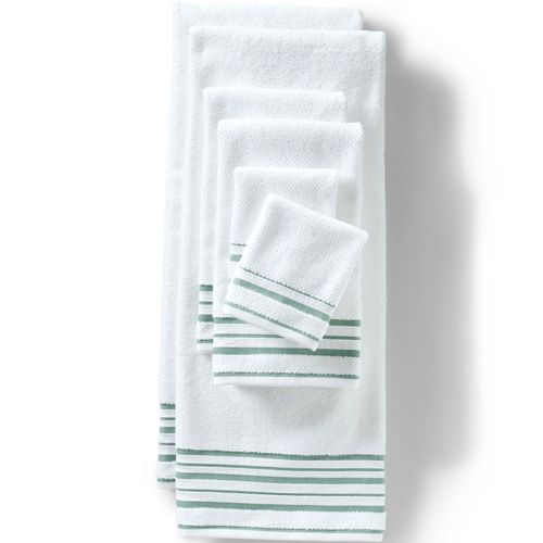 Lands' End Organic Cotton Rib 2-Piece Bath Towel, Hand Towel or