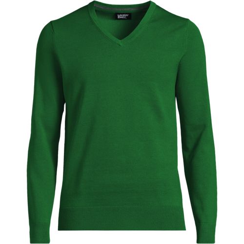 Men's Fine Gauge Cotton V Neck Sweater, Front