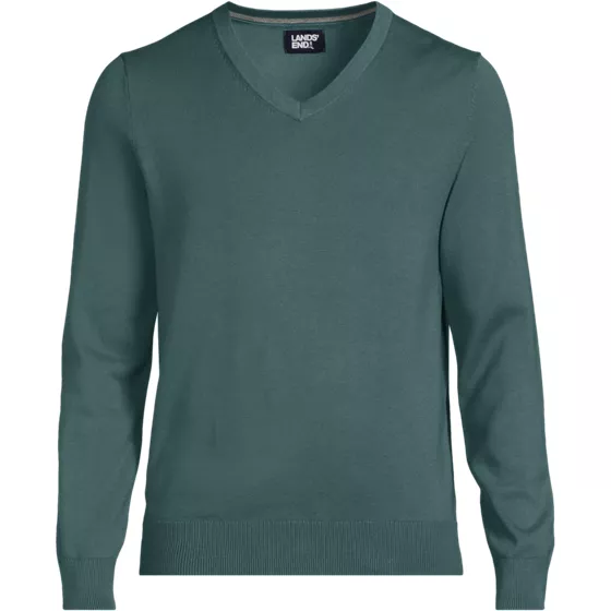 Men's Tall Fine Gauge Cotton V-neck Sweater - primary