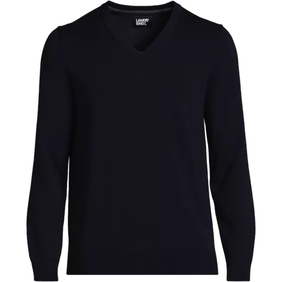 Men's Tall Fine Gauge Cotton V-neck Sweater - primary