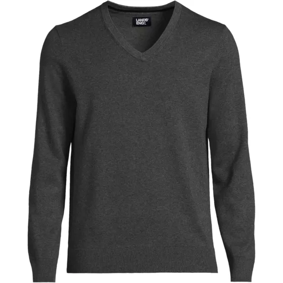 Men's Tall Fine Gauge Cotton V-neck Sweater - primary