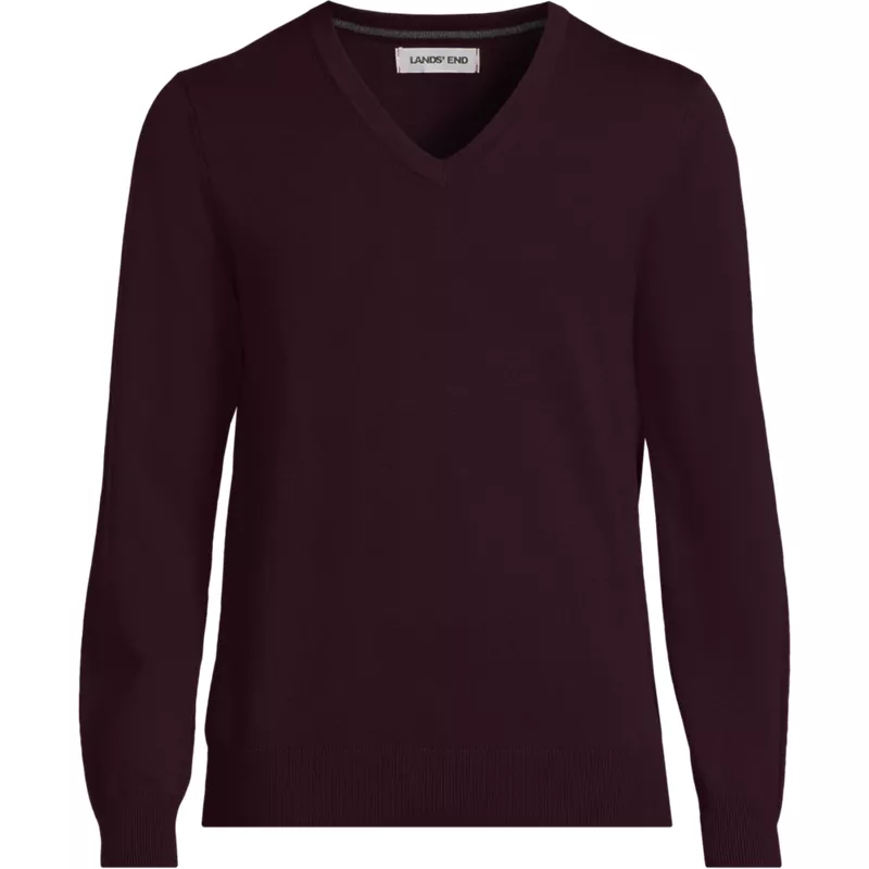 Men's Fine Gauge Cotton V-neck Sweater, Front