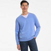Sweat Homme Lands' End Bleu Taille L Col Rond Molleton Coton 89% Longues Manches