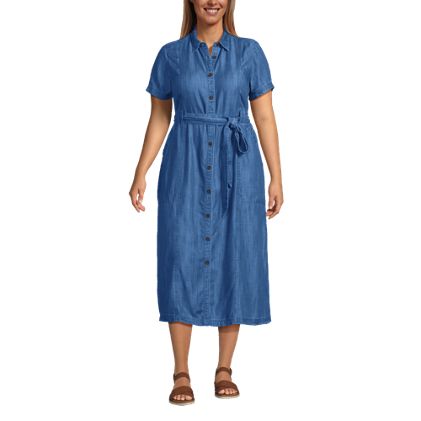 Women's Plus Size Indigo TENCEL™ Fiber Midi Dress - image 3