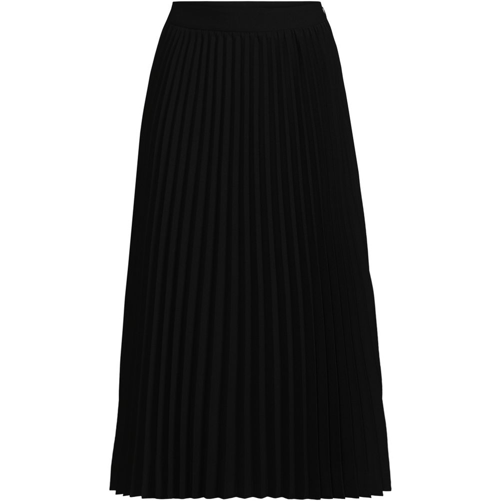 Women's Poly Crepe Pleated Midi Skirt | Lands' End