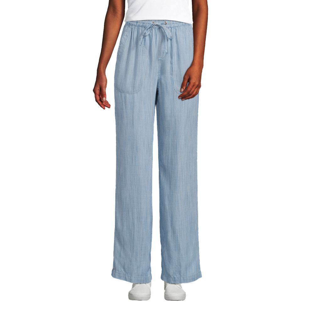 【INCHANT ME】Tencel Low Semi-Wide Pants Women's TENCEL™ Fiber High Rise Wide Leg Pants | Lands' End