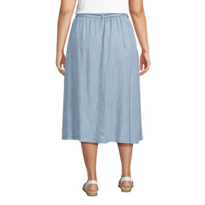 Women's Plus Size TENCEL™ Fiber Tie Waist Midi Skirt - image 3