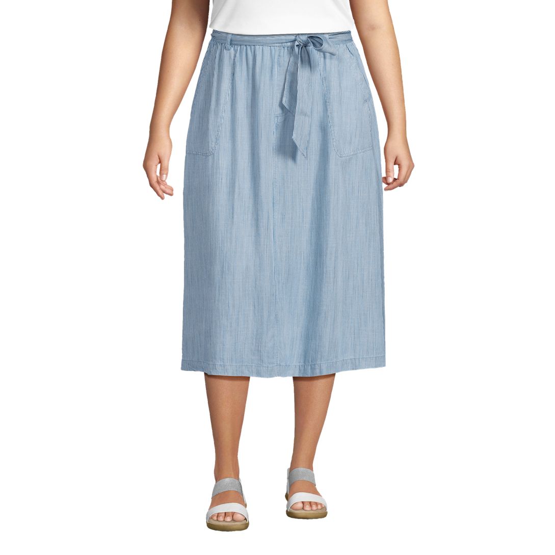 Women's Plus Size TENCEL™ Fiber Tie Waist Midi Skirt