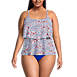 Women's Plus Size Chlorine Resistant Scoop Neck Tiered Tankini Swimsuit Top, Front