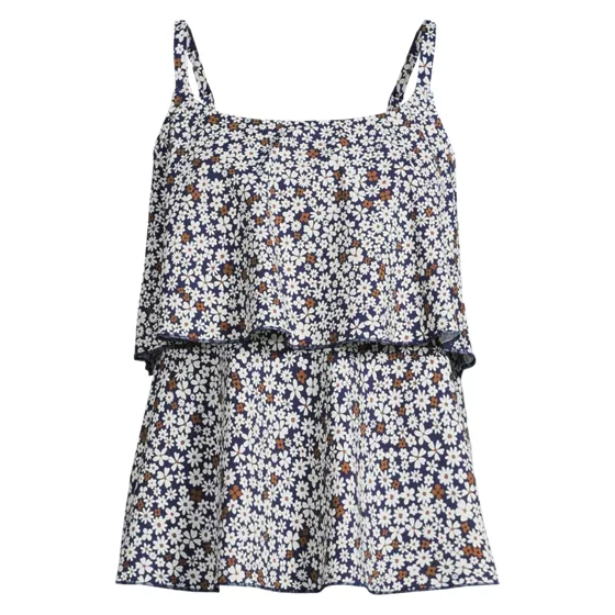 Women's Chlorine Resistant Tiered Tankini Swimsuit Top - primary