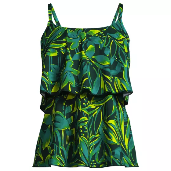 Women's Chlorine Resistant Tiered Tankini Swimsuit Top - primary