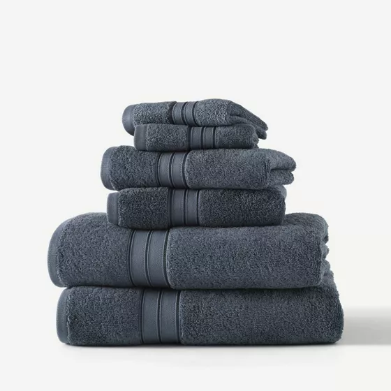 Blue Loom Liam Bleach Friendly Cotton 6 Piece Bath Towel Set - primary