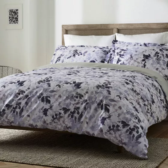Blue Loom Juniper Impressionist Floral Print Cotton Duvet Cover Set - primary