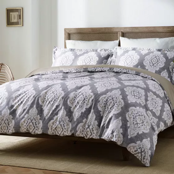 Blue Loom Zuri Distressed Medallion Print Cotton Duvet Cover Set - primary