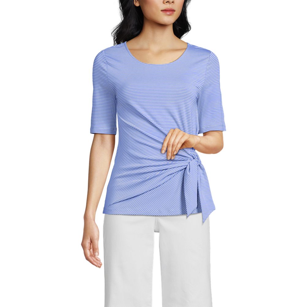 Women's Lightweight Jersey Tie Front Top | Lands' End