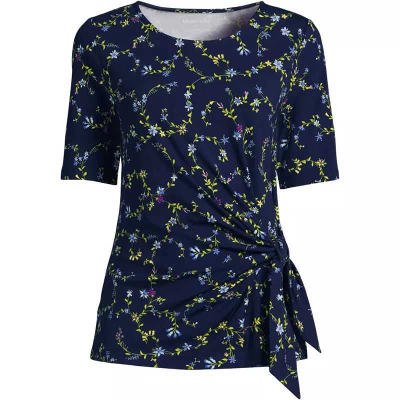 Women's Plus Size Lightweight Jersey Tie Front Top, Front