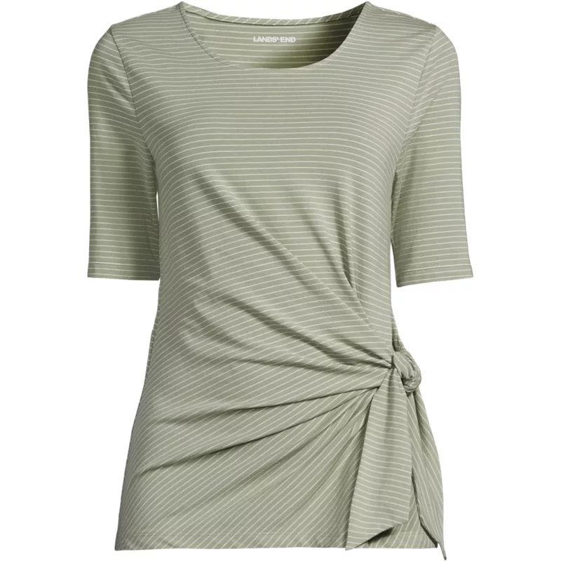 Women's Lightweight Jersey Tie Front Top, Front